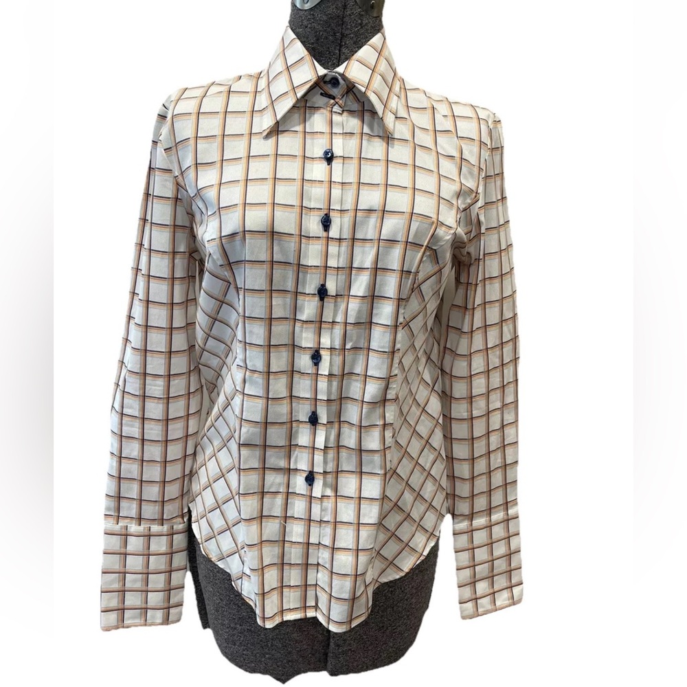 Tommy Hilfiger ladies size 8 button down casual shirt-1980s-androgyny-cotton-VTG